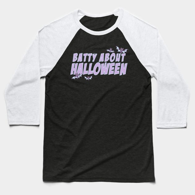 Batty About Halloween bats kawaii spooky cute pastel goth Baseball T-Shirt by xenotransplant